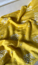 Load image into Gallery viewer, Women's Lakhnavi Handcrafted Tissue Chanderi Semi-Stitched Kurta And Dupatta Set - HONC0299537