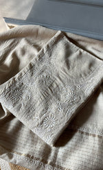 Load image into Gallery viewer, Women's Lakhnavi Handcrafted Munga Silk Semi - Stitched Chikankari Kurta And Dupatta Set- HONC0265423