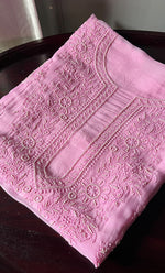 Load image into Gallery viewer, Women's Lakhnavi Handcrafted Organza Chikankari Unstitched Kurti Fabric - HONC0307143