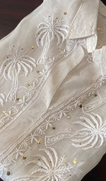 Load image into Gallery viewer, Women's Lakhnavi Handcrafted Semi Stitched Pure Organza Chikankari Top - HONC0216803