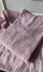 Load image into Gallery viewer, Women's Lakhnavi Handcrafted Mul Chanderi Semi - stitched Kurta And Dupatta Set- HONC0305140