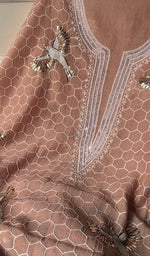 Load image into Gallery viewer, Haaniya Women's Lakhnavi Handcrafted Mul Chanderi Unstitched Kurta And Dupatta Set - HONC0260579