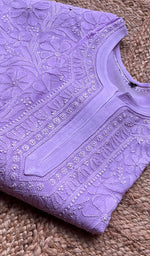 将图像加载到图库查看器中, Women's Lakhnavi Handcrafted Viscose Georgette Chikankari Kurti- HONC0276128