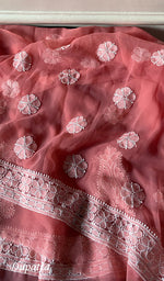 Load image into Gallery viewer, Women's Lucknowi Handcrafted Faux-Georgette Unstitched Chikankari Suit Material - HONC0348764