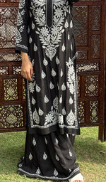 Load image into Gallery viewer, Women's Lakhnavi Handcrafted Modal Cotton Chikankari Kurta And Palazzo Set - HONC0200274
