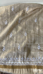 将图像加载到图库查看器中, Women's Lakhnavi Handcrafted Tissue Chanderi Unstitched Chikankari Kurta And Dupatta Set - HONC0322415