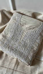 Load image into Gallery viewer, Women's Lakhnavi Handcrafted Munga Silk Chikankari Kurta And Dupatta Set- HONC0256126