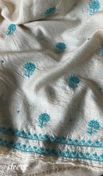 Load image into Gallery viewer, Women's Lakhnavi Handcrafted Munga Silk Chikankari Kurta And Dupatta Set- HONC0278844