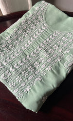 Load image into Gallery viewer, Women's Lakhnavi Handcrafted Cotton Chikankari Unstitched Kurti Fabric - HONC0302644