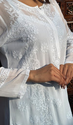 将图像加载到图库查看器中, Women's Lakhnavi Handcrafted Viscose Georgette Chikankari Kurti - HONC0207846