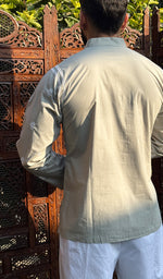 Load image into Gallery viewer, Men's Lucknowi Handcrafted Cotton Chikankari Short Kurta - HONC0148535