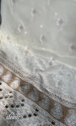 Load image into Gallery viewer, Women's Lakhnavi Handcrafted Pure Silk Georgette Chikankari Kurta and Dupatta set - HONC0833332