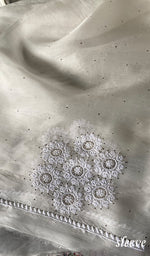 将图像加载到图库查看器中, Women's Lakhnavi Handcrafted Pure Organza Chikankari Unstitched Kurta And Dupatta Set- HONC0341955