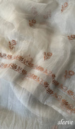 将图像加载到图库查看器中, Women's Lakhnavi Handcrafted Pure Organza Chikankari Unstitched Kurta And Dupatta Set- HONC0278114
