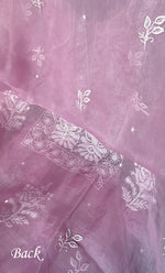 Load image into Gallery viewer, Women's Lakhnavi Handcrafted Pure Organza Chikankari Unstitched Kurta And Dupatta Set- HONC0288321