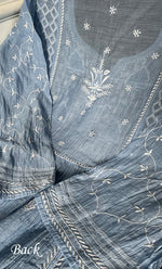 Load image into Gallery viewer, Women's Lakhnavi Handcrafted Mul Chanderi Semi - stitched Chikankari Full Suit Material - HONC0333494
