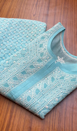 将图像加载到图库查看器中, Women's Lakhnavi Handcrafted Cotton Chikankari Kurti - HONC0274209