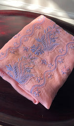 将图像加载到图库查看器中, Women's Lakhnavi Handcrafted Organza Chikankari Unstitched Kurti Fabric - HONC071643