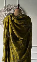 将图像加载到图库查看器中, Women's Lakhnavi Handcrafted Viscose Georgette Chikankari Saree - HONC0329022