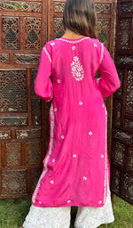 Load image into Gallery viewer, Asma Women's Lucknowi Handcrafted Crepe Chikankari Kurti- HONC02494890