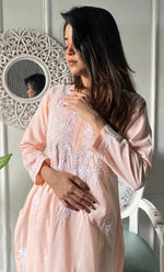 Load image into Gallery viewer, Women's Lucknowi Handcrafted Cotton Chikankari Kurti - HONC0330751