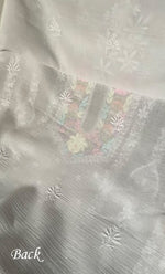 Load image into Gallery viewer, Women's Lakhnavi Handcrafted Unstitched Cotton Chikankari Kurta Dupatta Set - HONC0326100