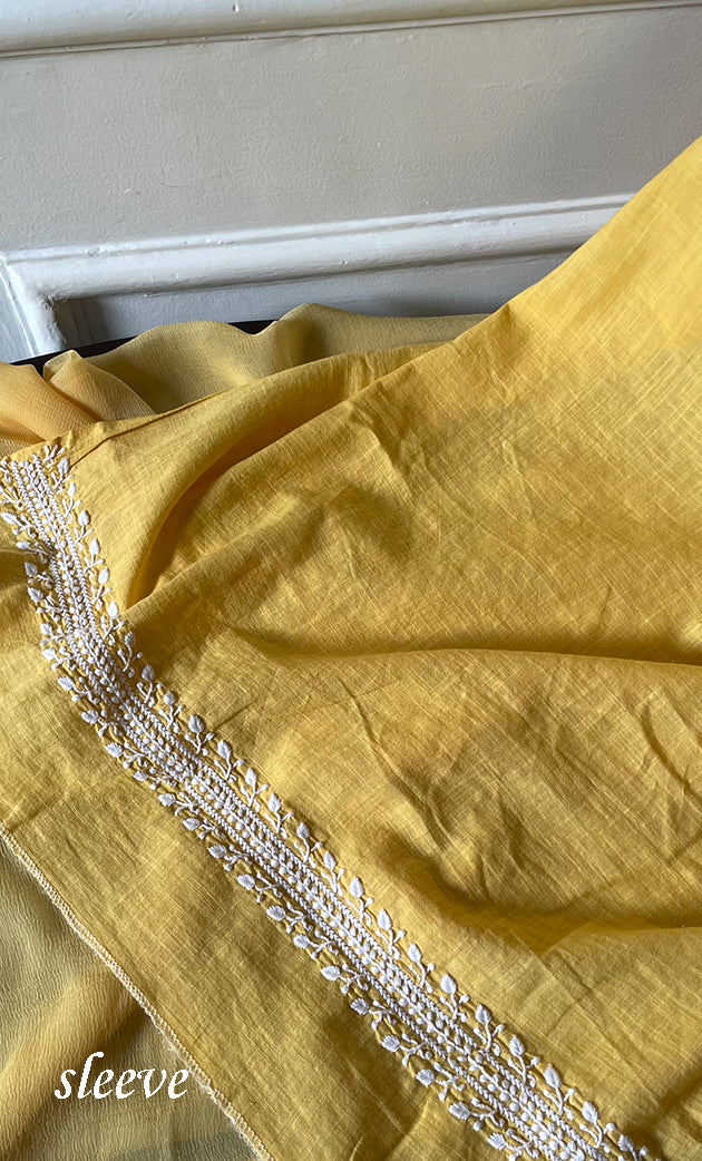 Women's Lakhnavi Handcrafted Unstitched Cotton Chikankari Suit Material - HONC0316993