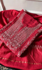 将图像加载到图库查看器中, Women's Lakhnavi Handcrafted Semi- stitched Mul Chanderi Kurta And Dupatta Set - HONC0282410