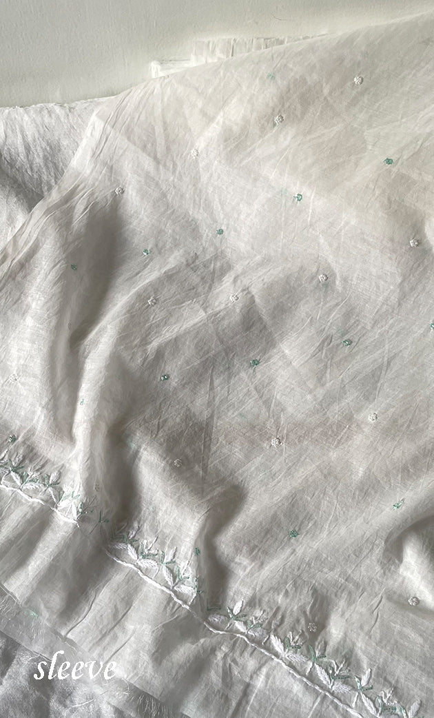 Amisha Women's Lakhnavi Handcrafted Mul Chanderi Unstitched Kurta And Dupatta Set - HONC0319466