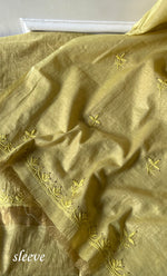 Load image into Gallery viewer, Women's Lakhnavi Handcrafted Tissue Chanderi Unstitched Chikankari Kurta And Dupatta Set - HONC0248436