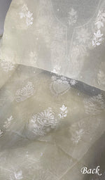 将图像加载到图库查看器中, Women's Lakhnavi Handcrafted Pure Organza Chikankari Unstitched Full Suit Material - HONC0361467