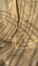 Load image into Gallery viewer, Women's Lakhnavi Handcrafted Tissue Chanderi Chikankari Semi Stitched Kurta And Dupatta Set - HONC0299454