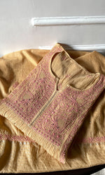 Load image into Gallery viewer, Women's Lakhnavi Handcrafted Mul Chanderi Semi-Stitched Kurta And Dupatta Set - HONC0284708