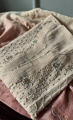 Load image into Gallery viewer, Fauzia Women's Lakhnavi Handcrafted Mul Chanderi Semi - Stitched Kurta And Dupatta Set - HONC0319602