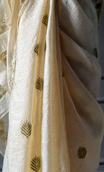 Load image into Gallery viewer, Women's Lakhnavi Handcrafted Tussar Silk Chikankari Saree - HONC0258441