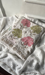 Load image into Gallery viewer, Women's Lucknowi Handcrafted Viscose Georgette Semi - Stitched Chikankari Kurta and Dupatta Set- HONC0312913