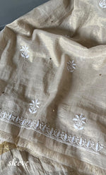 将图像加载到图库查看器中, Women's Lakhnavi Handcrafted Tissue Chanderi Unstitched Kurta And Dupatta Set - HONC0267164