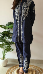 将图像加载到图库查看器中, Devanshi Women's Lakhnavi Handcrafted Cotton Chikankari Kurta And Palazzo Set - HONC0358508