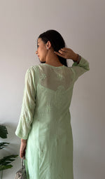 Load image into Gallery viewer, Yusra Women's Lakhnavi Handcrafted Viscose Georgette Chikankari Kurti- HONC0327560