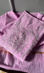 Load image into Gallery viewer, Women's Lakhnavi Handcrafted Linen Cotton Semi -Stitched Anarkali And Dupatta Set - HONC0273153