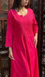 Load image into Gallery viewer, Women's Lucknowi Handcrafted Modal Cotton Chikankari Kurti - HONC0232223