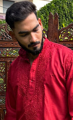 Load image into Gallery viewer, Men's Lucknowi Handcrafted Cotton Chikankari Kurta - HONC0324707