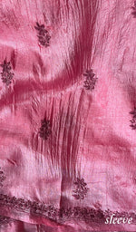 Load image into Gallery viewer, Women's Lakhnavi Handcrafted Tussar Silk Chikankari Full Suit Material - HONC0269543