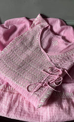 Load image into Gallery viewer, Women's Lakhnavi Handcrafted Mul Chanderi Semi - Stitched Kurta And Dupatta Set - HONC0281949