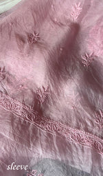 将图像加载到图库查看器中, Women's Lakhnavi Handcrafted Pure Organza Chikankari Unstitched Kurta And Dupatta Set- HONC0269561