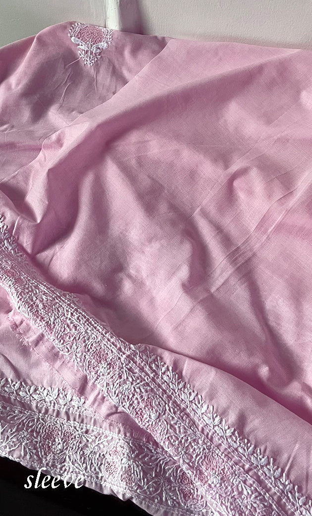 Women's Lakhnavi Handcrafted Unstitched Cotton Chikankari Suit Material - HONC0257113