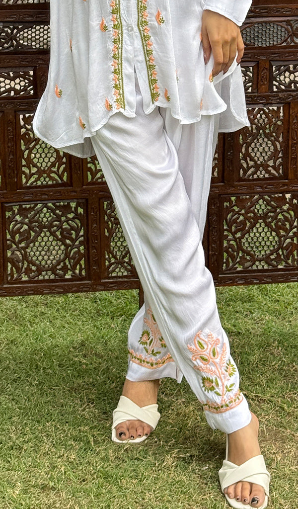 Women's Lakhnavi Handcrafted Modal Cotton Chikankari Kurta And Palazzo Set - HONC0244585