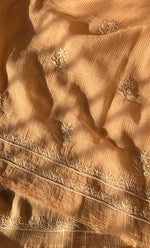 Load image into Gallery viewer, Women's Lakhnavi Handcrafted Maheshwari Mul Chanderi Unstitched Kurta And Dupatta Set - HONC0286685