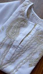 将图像加载到图库查看器中, Women's Lakhnavi Handcrafted Kota Cotton Chikankari Kurti - NC4555