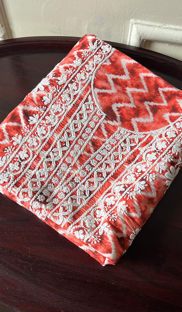 Women's Lakhnavi Handcrafted Cotton Chikankari Unstitched Kurti Fabric - HONC0268845